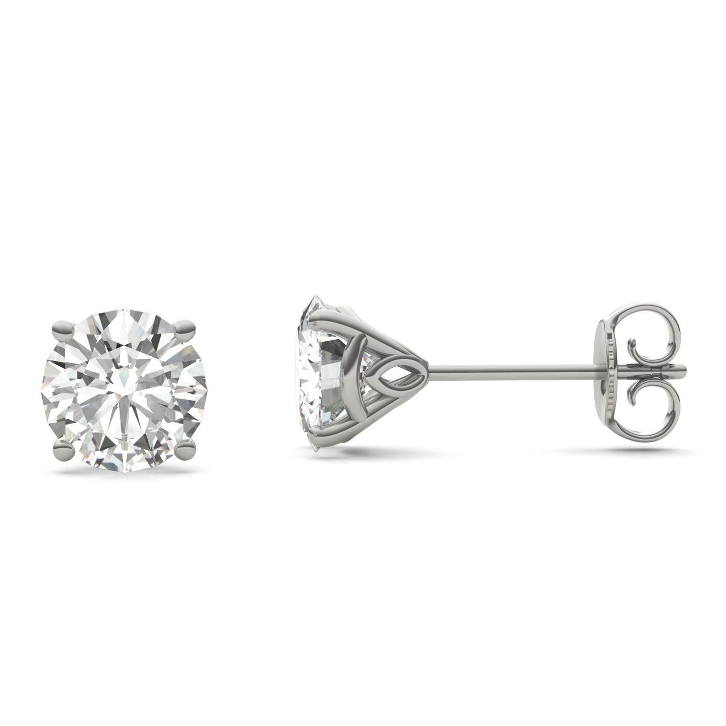 2.08 CTW DEW Round Forever One Moissanite Signature Martini Stud Earrings in 14K White Gold