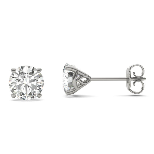 2.08 CTW DEW Round Forever One Moissanite Signature Martini Stud Earrings in 14K White Gold