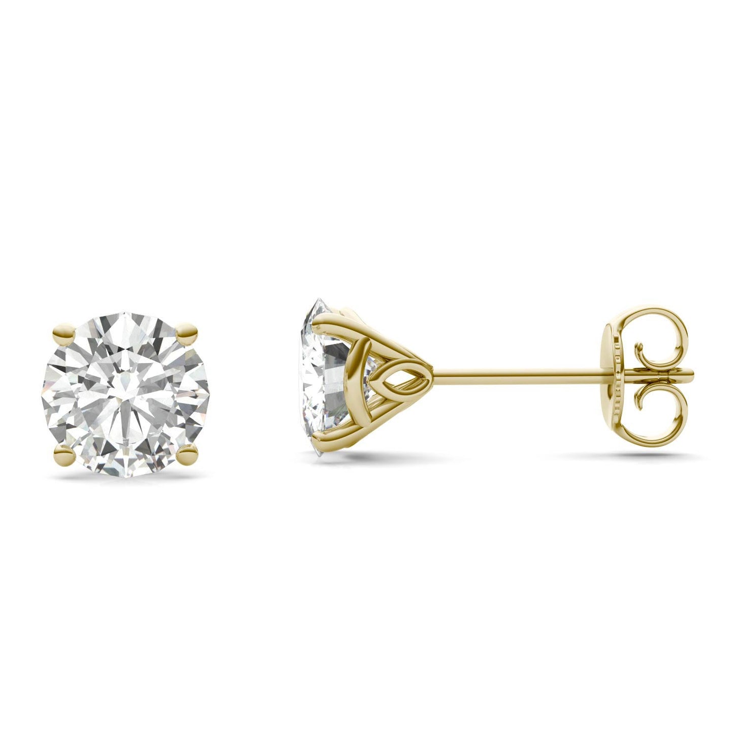 2.08 CTW DEW Round Forever One Moissanite Signature Martini Stud Earrings in 14K Yellow Gold