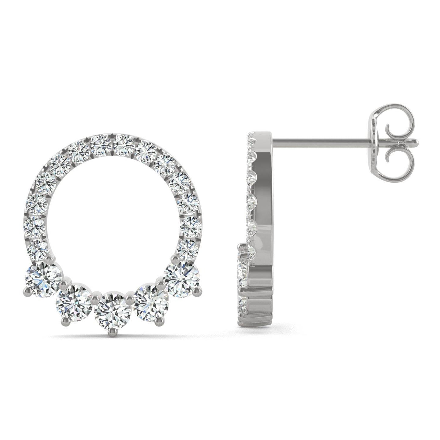 0.73 CTW DEW Round Forever One Moissanite Adorned Circle Earrings in 14K White Gold