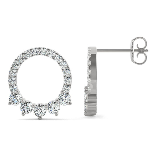 0.73 CTW DEW Round Forever One Moissanite Adorned Circle Earrings in 14K White Gold