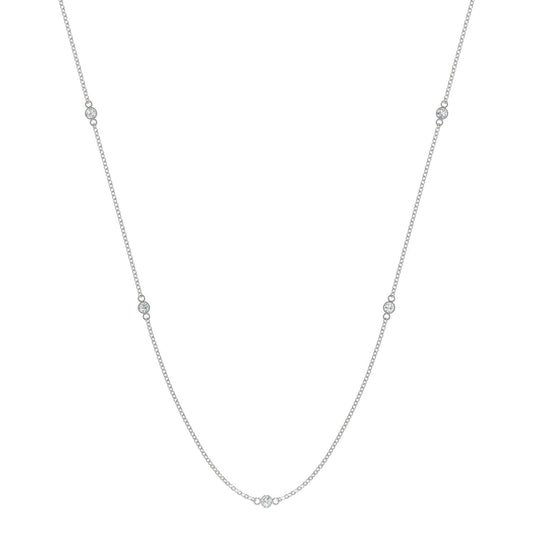 0.17 CTW DEW Round Forever One Moissanite Classic Station Necklace in 14K White Gold