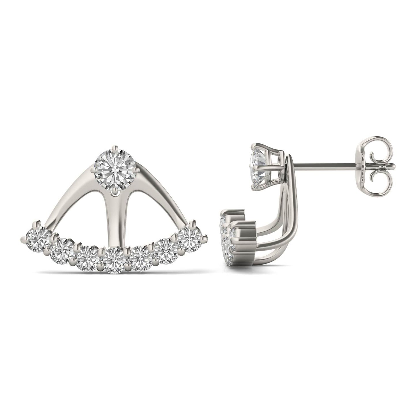 1.16 CTW DEW Round Forever One Moissanite Earrings in 14K White Gold