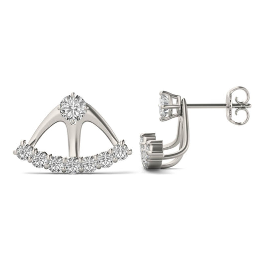 1.16 CTW DEW Round Forever One Moissanite Earrings in 14K White Gold