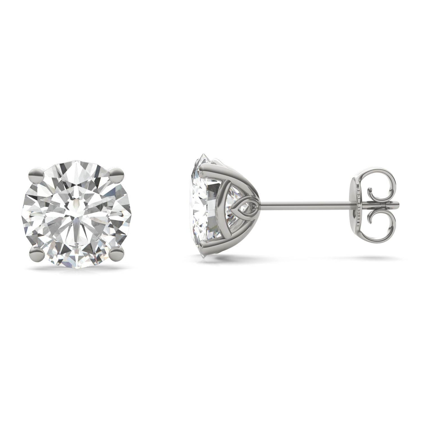3.84 CTW DEW Round Forever One Moissanite Signature Basket Stud Earrings in 14K White Gold