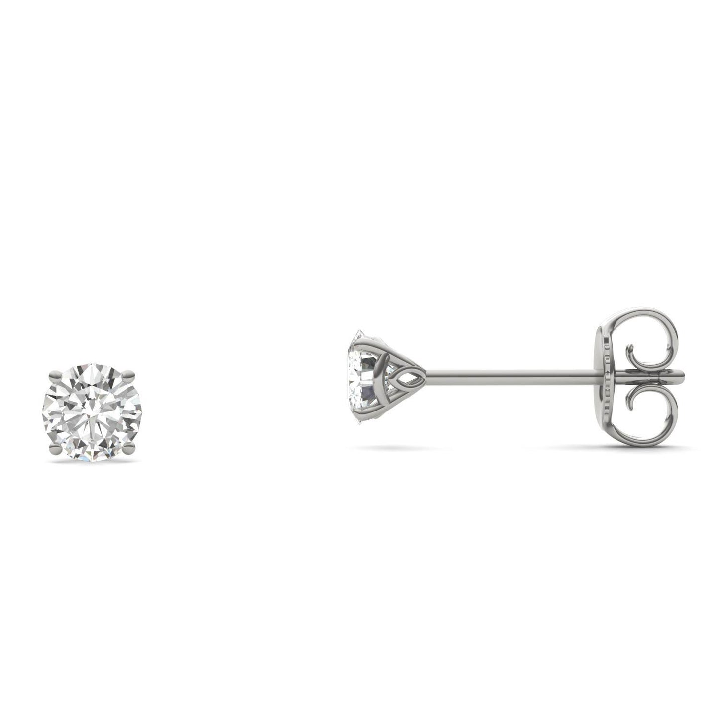 0.51 CTW DEW Round Forever One Moissanite Signature Martini Stud Earrings in 14K White Gold