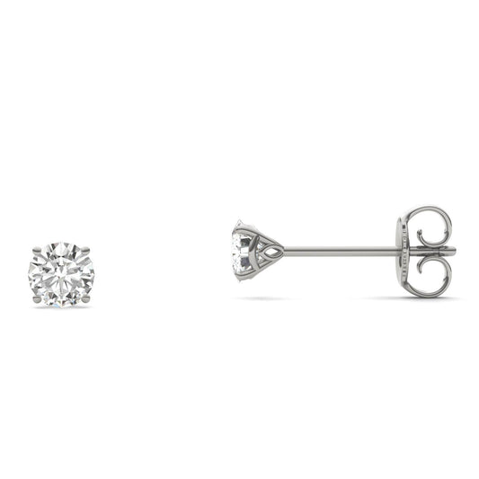 0.51 CTW DEW Round Forever One Moissanite Signature Martini Stud Earrings in 14K White Gold