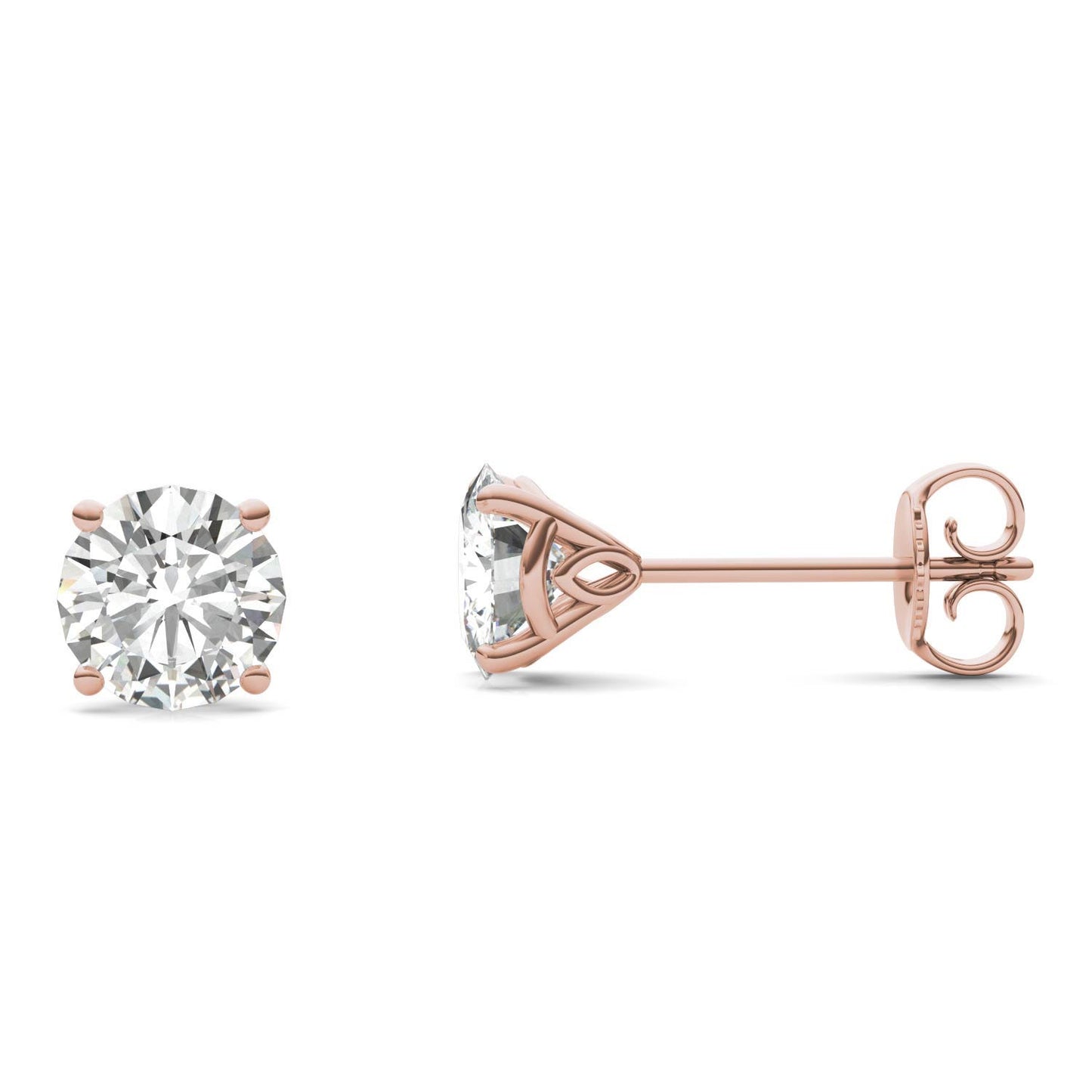 1.61 CTW DEW Round Forever One Moissanite Signature Martini Stud Earrings in 14K Rose Gold