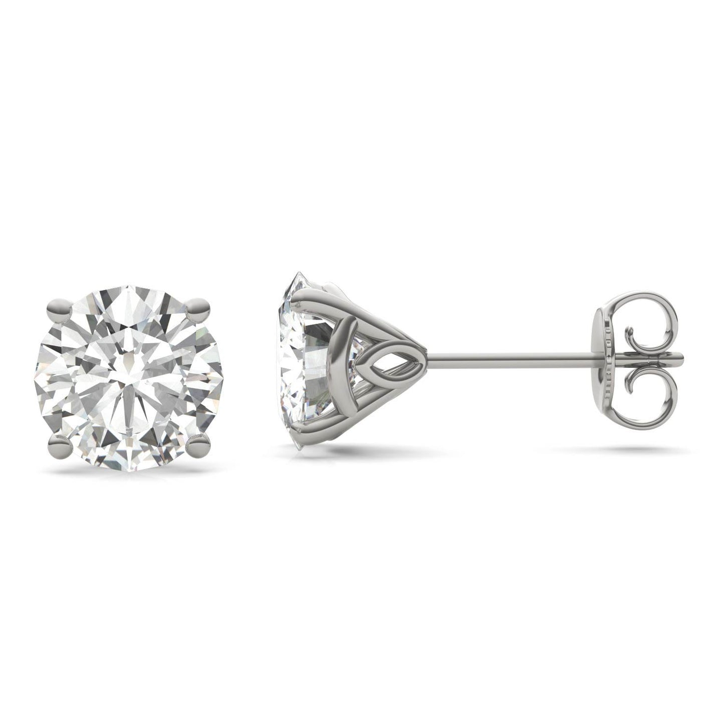 3.20 CTW DEW Round Forever One Moissanite Signature Martini Stud Earrings in 14K White Gold