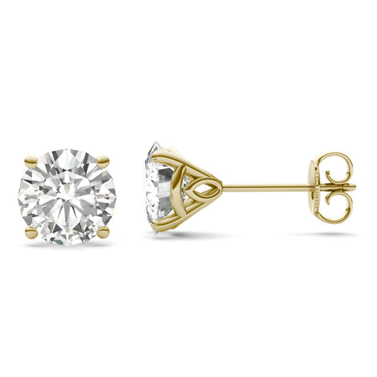 3.20 CTW DEW Round Forever One Moissanite Signature Martini Stud Earrings in 14K Yellow Gold