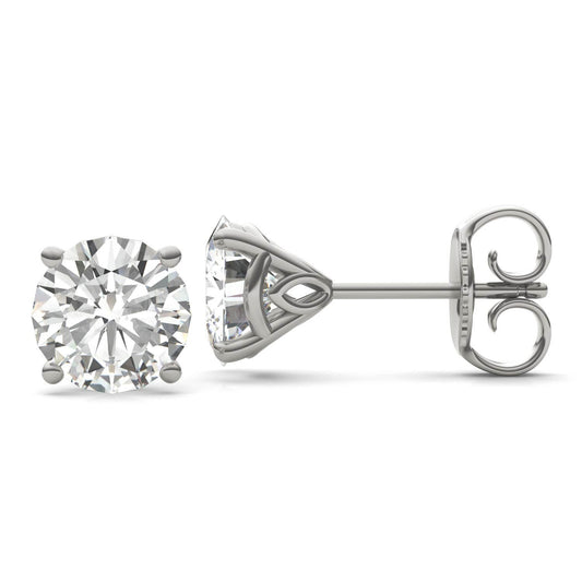 3.84 CTW DEW Round Forever One Moissanite Signature Martini Stud Earrings in 14K White Gold