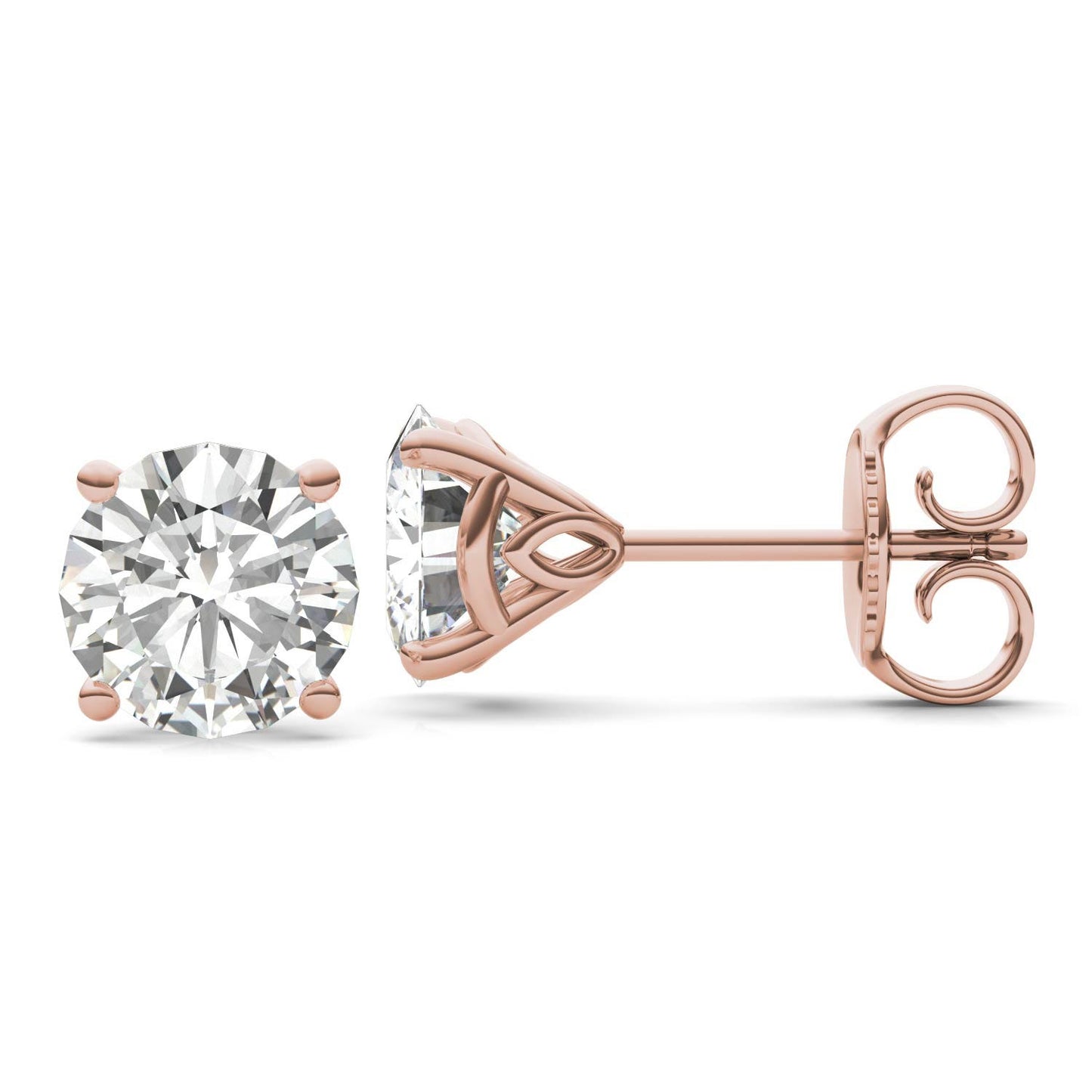 3.84 CTW DEW Round Forever One Moissanite Signature Martini Stud Earrings in 14K Rose Gold