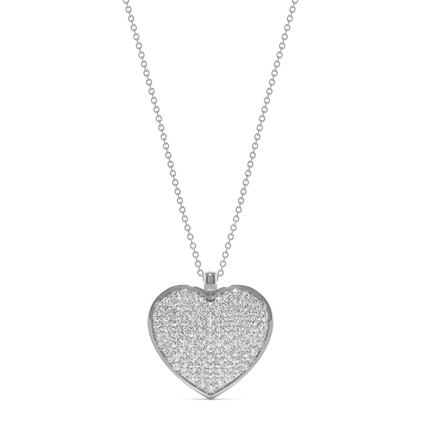 1.38 CTW DEW Round Forever One Moissanite Heart Necklace in 14K White Gold
