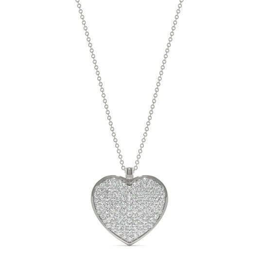 1.38 CTW DEW Round Forever One Moissanite Heart Necklace in 14K White Gold