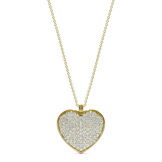 1.38 CTW DEW Round Forever One Moissanite Signature Heart Necklace in 14K Yellow Gold