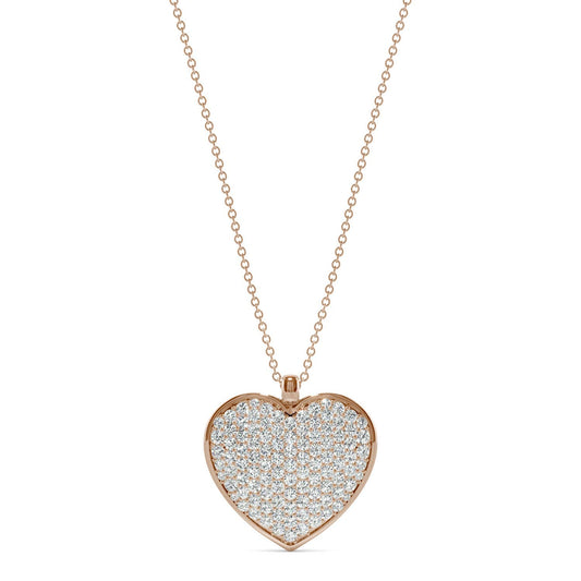 1.38 CTW DEW Round Forever One Moissanite Signature Heart Necklace in 14K Rose Gold