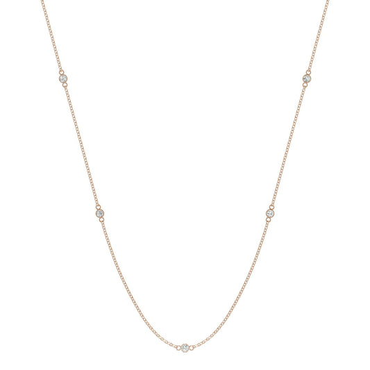 0.17 CTW DEW Round Forever One Moissanite Classic Station Necklace in 14K Rose Gold