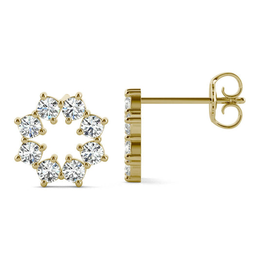 0.48 CTW DEW Round Forever One Moissanite Open Circle Stud Earrings in 14K Yellow Gold