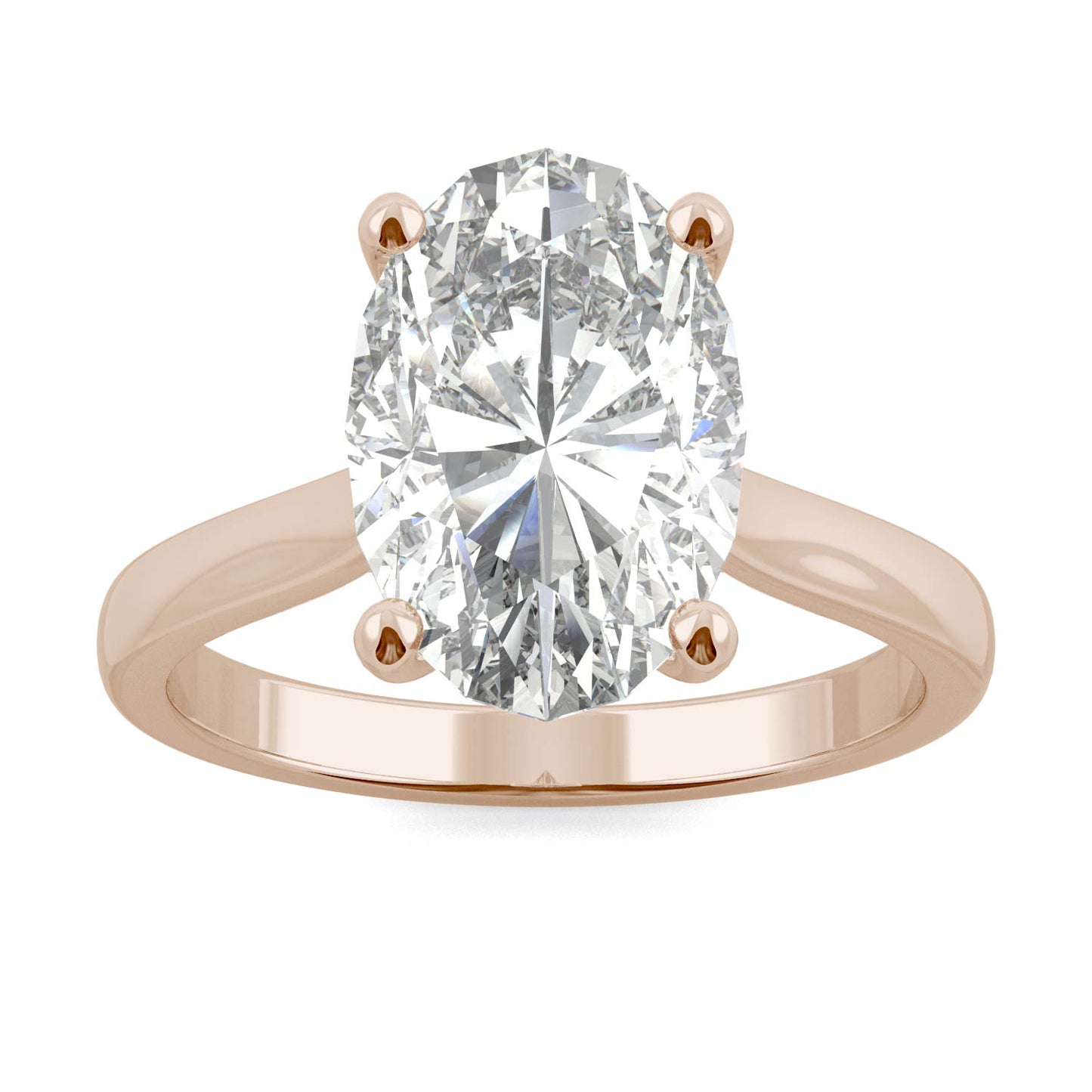 4.39 CTW DEW Elongated Oval Forever One Moissanite Solitaire Engagement Ring in 14K Rose Gold