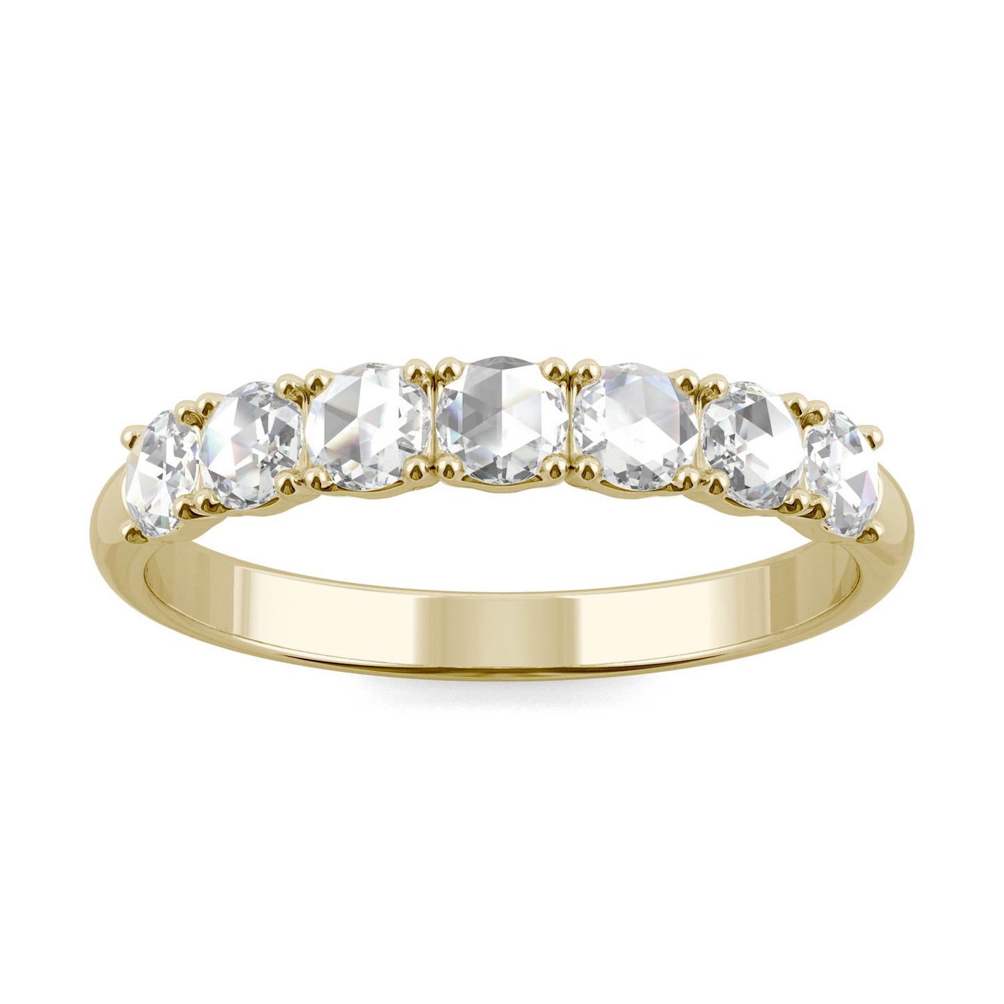 0.49 CTW DEW Round Forever One Moissanite Prong Set Wedding Band in 14K Yellow Gold