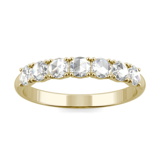 0.49 CTW DEW Round Forever One Moissanite Prong Set Wedding Band in 14K Yellow Gold