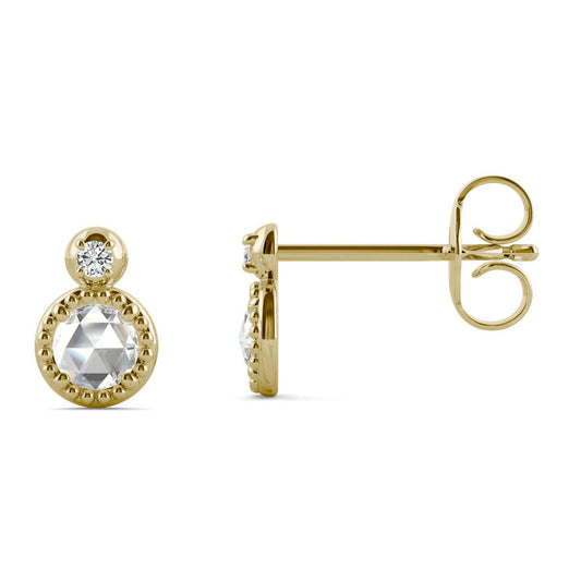 0.16 CTW DEW Round Forever One Moissanite Milgrain Stacked Stud Earrings in 14K Yellow Gold