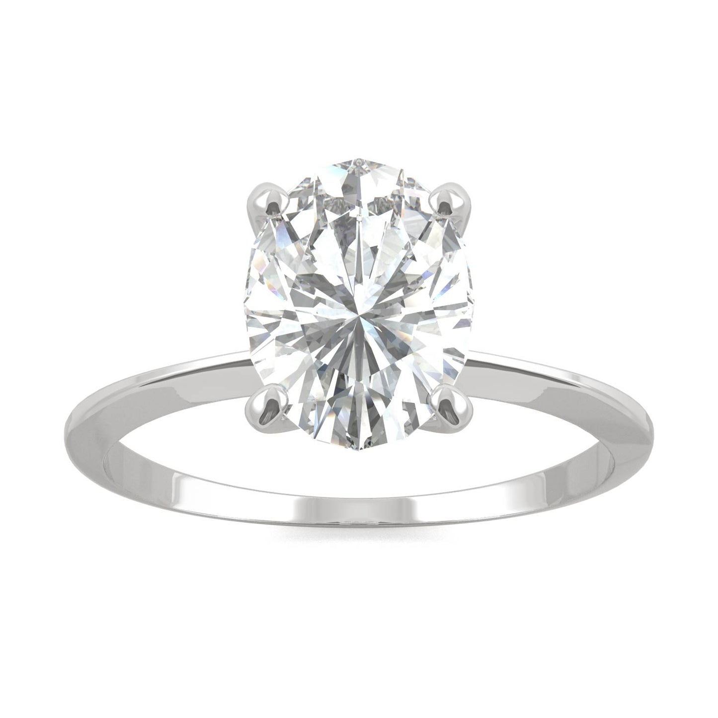 2.10 CTW DEW Oval Forever One Moissanite Classic Solitaire Ring in Platinum