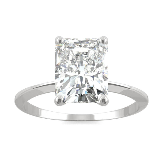 2.70 CTW DEW Radiant Forever One Moissanite Classic Solitaire Ring in 14K White Gold
