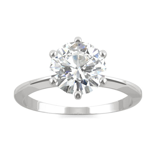 1.92 CTW DEW Round Forever One Moissanite Six Prong Solitaire Ring in 14K White Gold