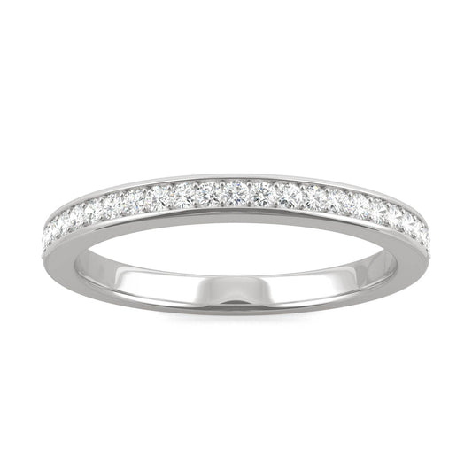 0.22 CTW DEW Round Forever One Moissanite Channel Bead Set Wedding Band in 14K White Gold