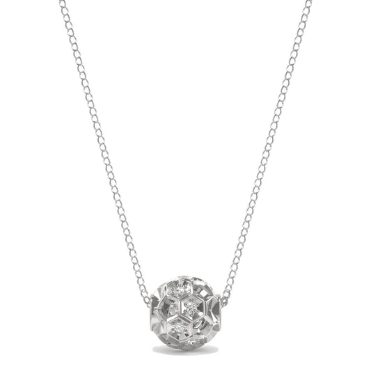 0.10 CTW DEW Round Forever One Moissanite Brilliant Player Large Soccer Necklace 925 White Silver