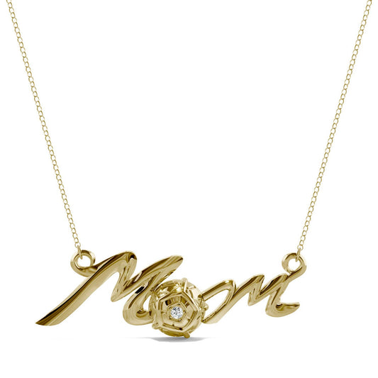0.01 CTW DEW Round Forever One Moissanite Soccer Mom Necklace 14K Yellow Gold