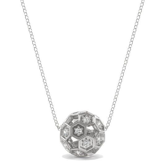 0.10 CTW DEW Round Forever One Moissanite Brilliant Player Large Soccer Necklace 14K White Gold