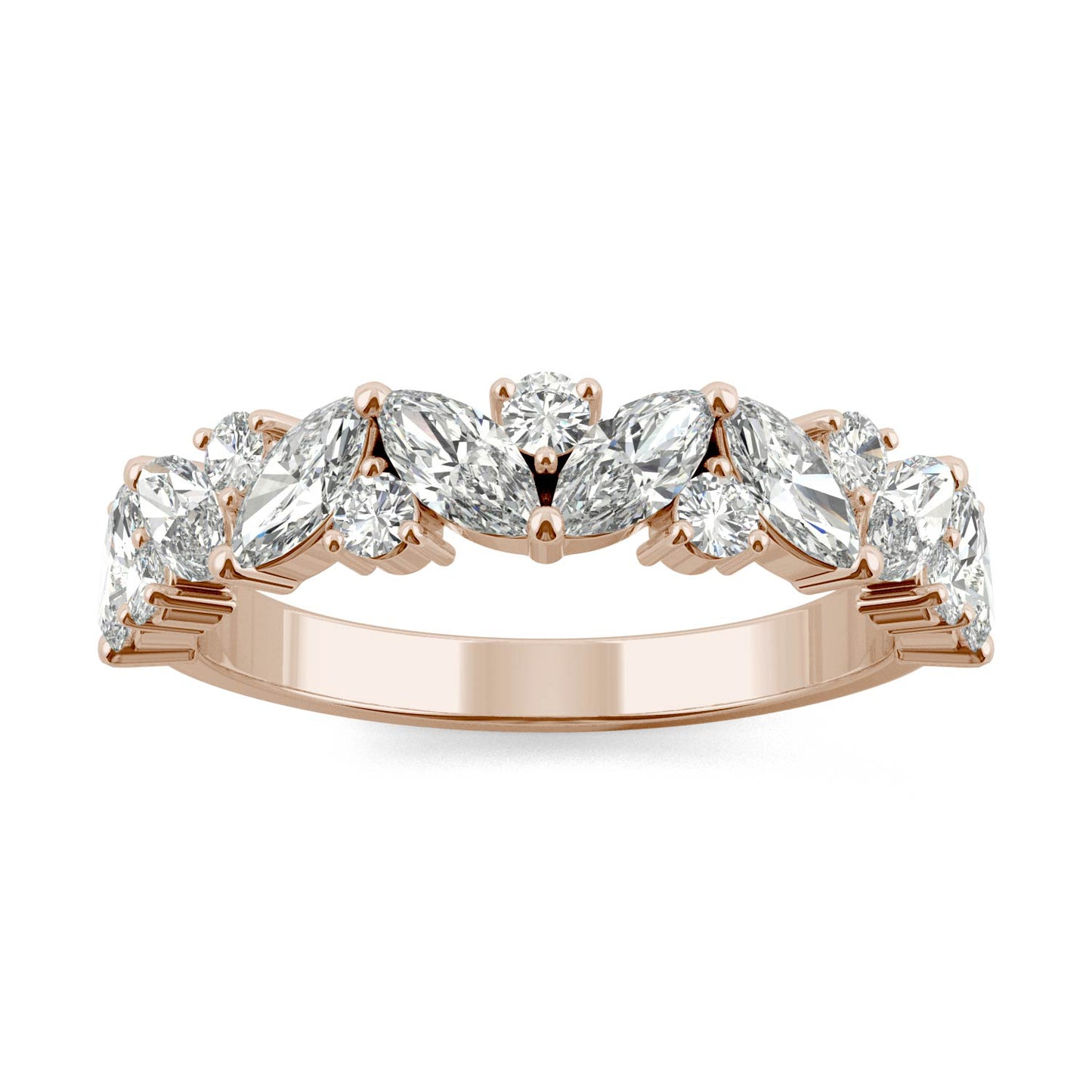 1.31 CTW DEW Marquise Forever One Moissanite Accented Anniversary Band in 14K Rose Gold