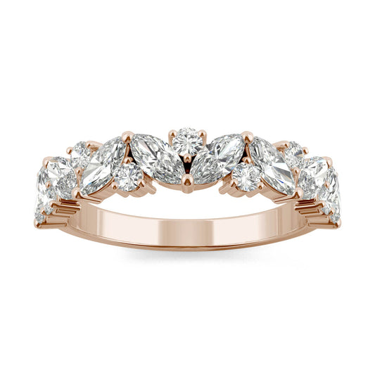 1.31 CTW DEW Marquise Forever One Moissanite Accented Anniversary Band in 14K Rose Gold