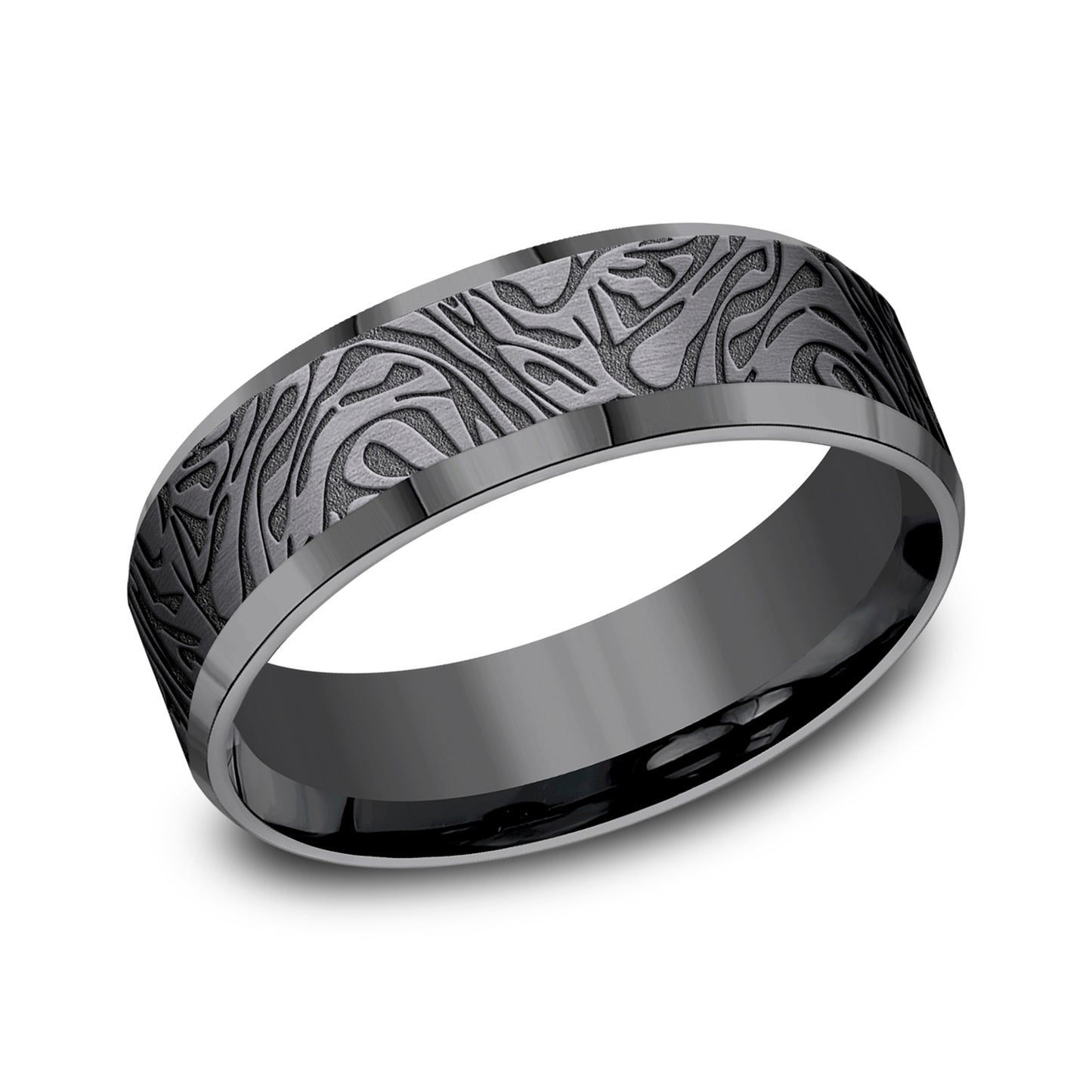 Carved Comfort-Fit 7.0mm Ring Tantalum