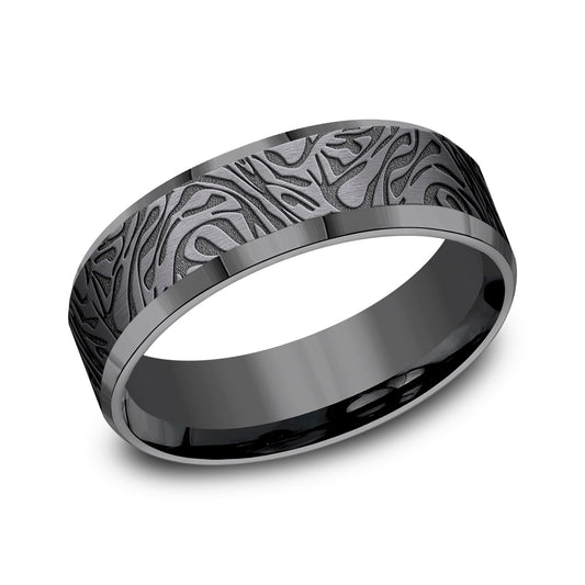 Carved Comfort-Fit 7.0mm Ring Tantalum