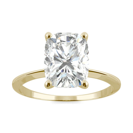 2.30 CTW DEW Elongated Cushion Forever One Moissanite Elongated Cushion Classic Solitaire Engagement Ring in 14K Yellow Gold