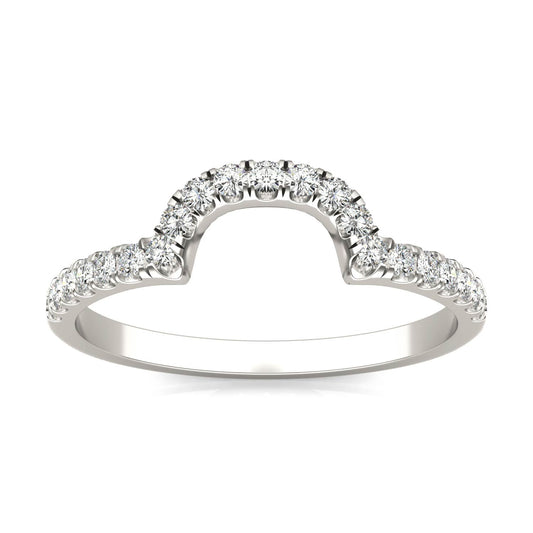 0.21 CTW DEW Round Forever One Moissanite Contoured Band Ring in 14K White Gold