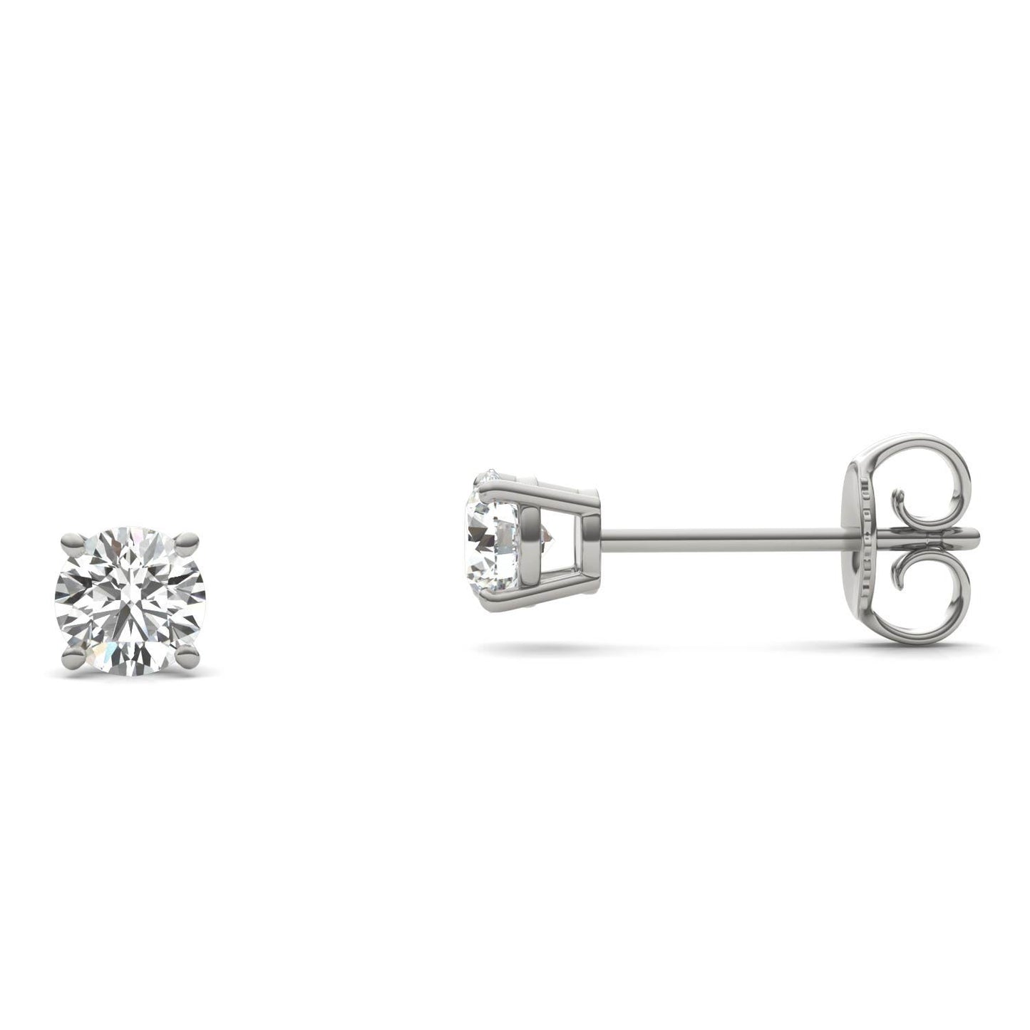 1/2 CTW Round Caydia Lab Grown Diamond Four Prong Stud Earrings 14K White Gold