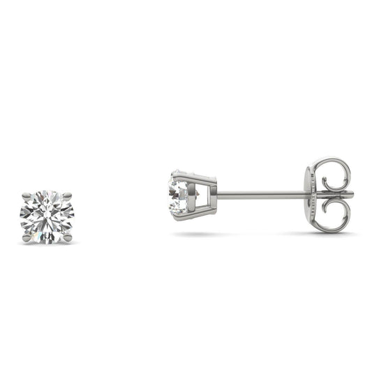 1/2 CTW Round Caydia Lab Grown Diamond Four Prong Stud Earrings 18K White Gold
