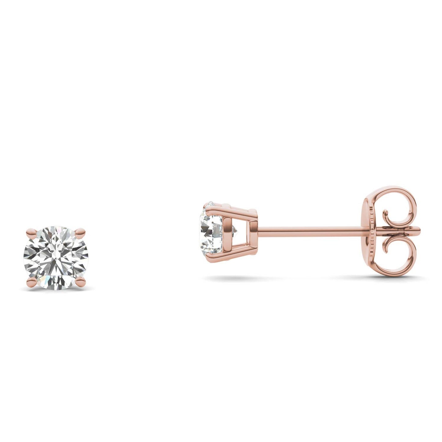 1/2 CTW Round Caydia Lab Grown Diamond Four Prong Stud Earrings 18K Rose Gold