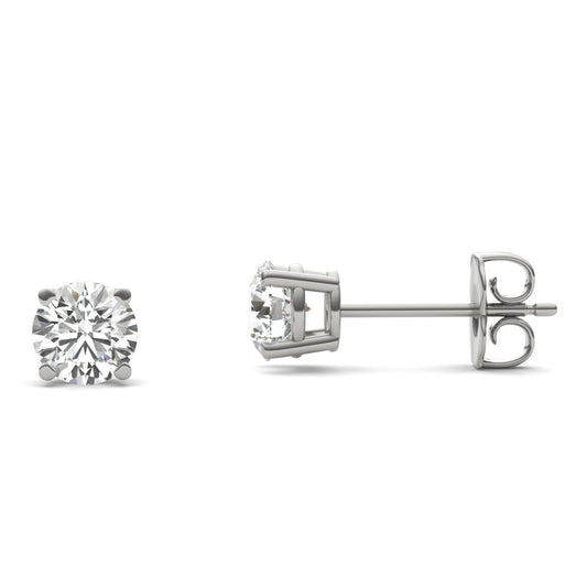 1 CTW Round Caydia Lab Grown Diamond Four Prong Stud Earrings Platinum