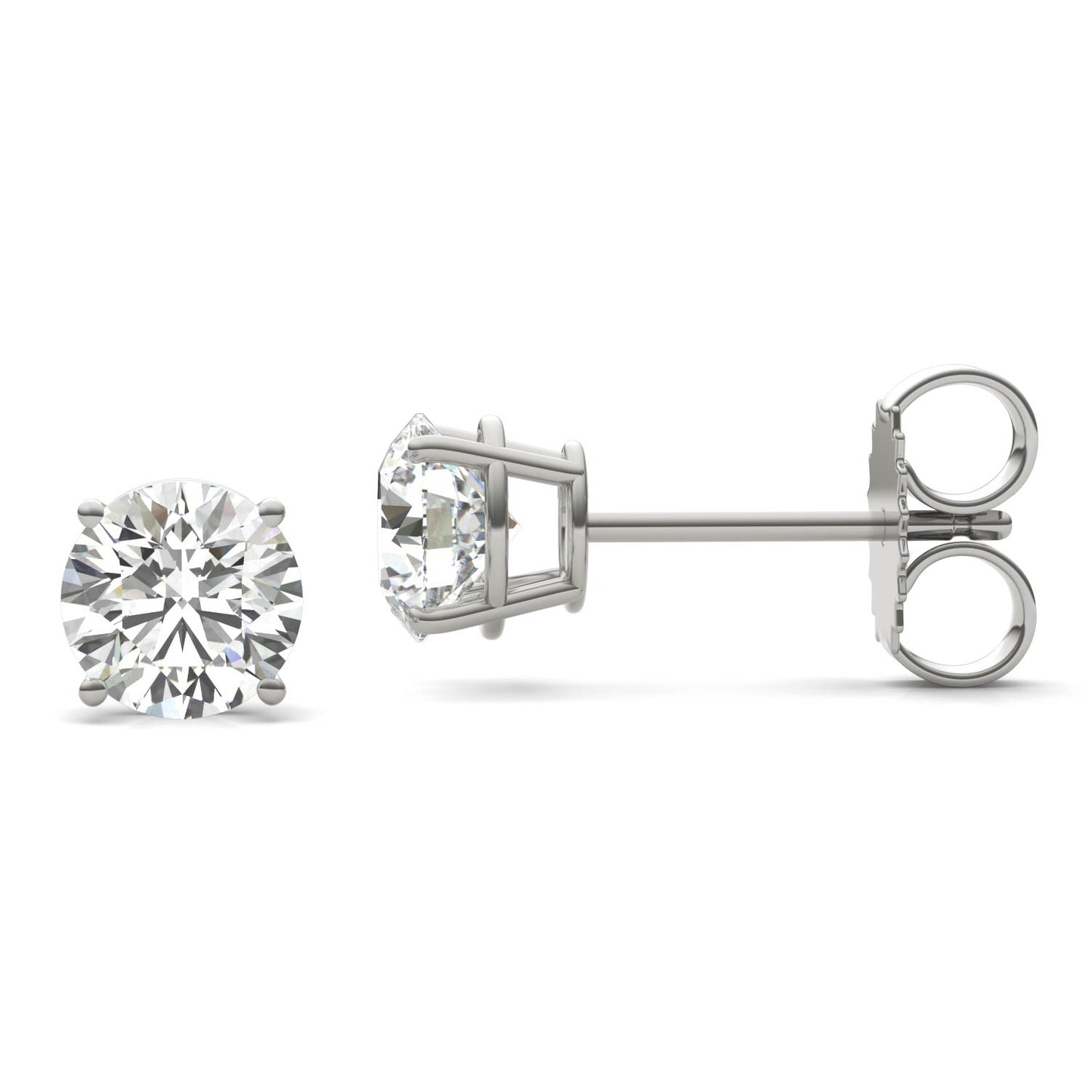 1 1/2 CTW Round Caydia Lab Grown Diamond Four Prong Stud Earrings 14K White Gold