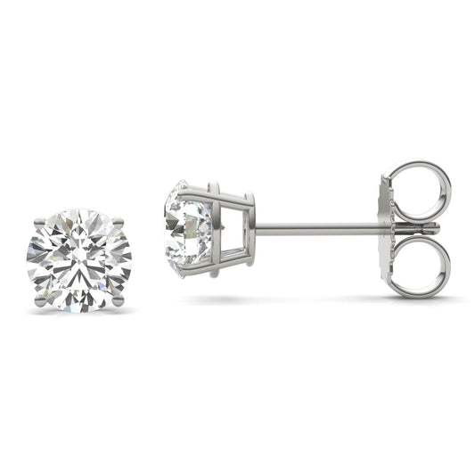 1 1/2 CTW Round Caydia Lab Grown Diamond Four Prong Stud Earrings 14K White Gold