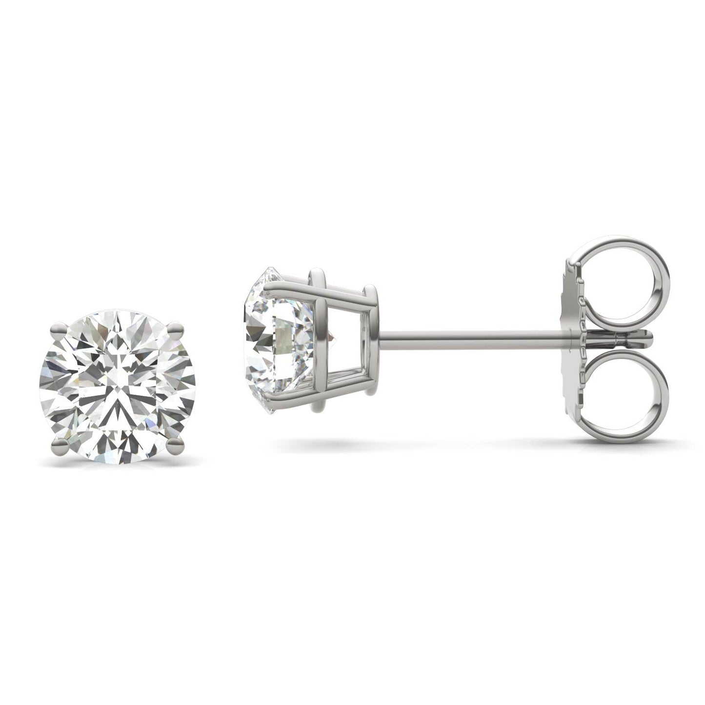 1 1/2 CTW Round Caydia Lab Grown Diamond Four Prong Stud Earrings 18K White Gold