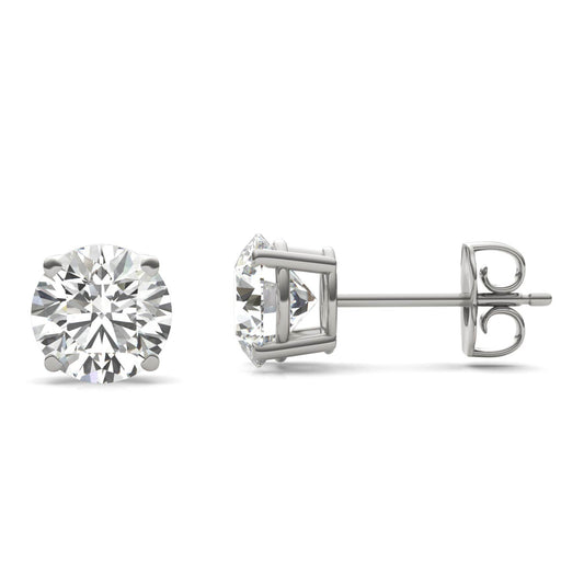 2 CTW Round Caydia Lab Grown Diamond Four Prong Stud Earrings 14K White Gold