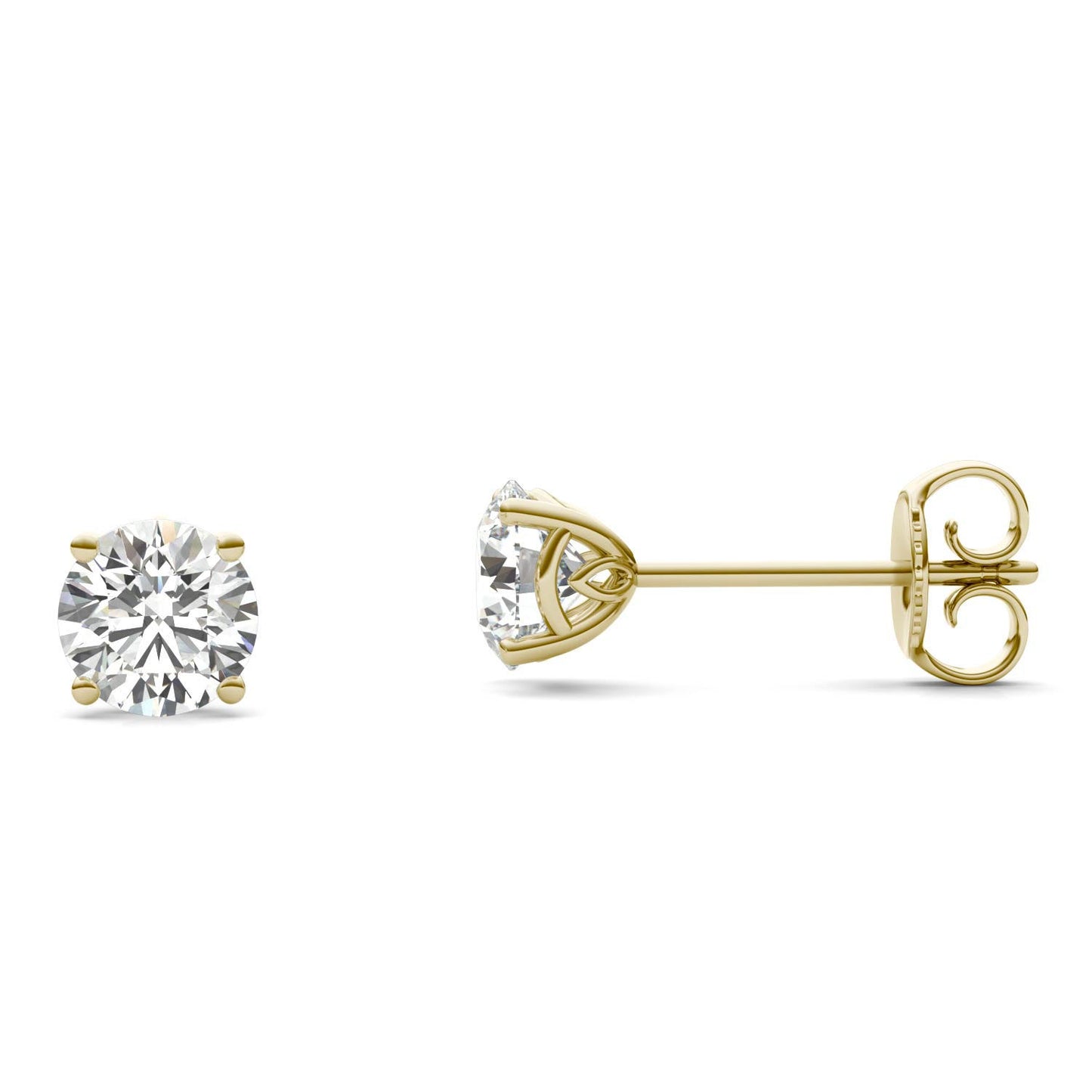 1 CTW Round Caydia Lab Grown Diamond Signature Basket Stud Earrings 18K Yellow Gold