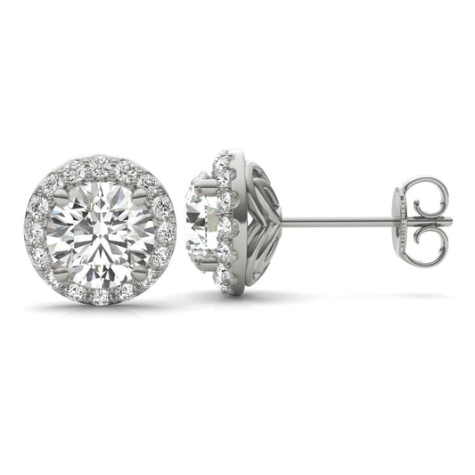2 1/3 CTW Round Caydia Lab Grown Diamond Signature Halo Stud Earrings Platinum