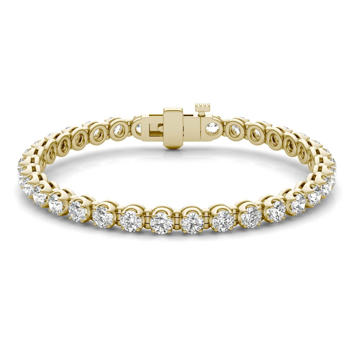 8 1/2 CTW Round Caydia Lab Grown Diamond Four Prong Tennis Bracelet 14K Yellow Gold